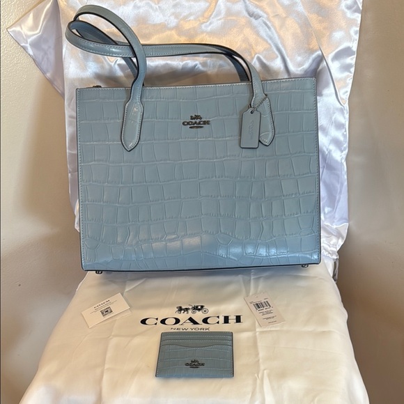 Coach Handbags - 🦋Coach Blue Croc-Embossed Tote Bag🦋